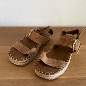 Zara girls tan suede platform sandal